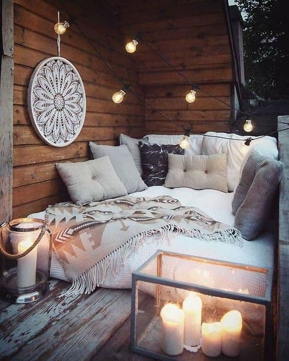 bed on small balcony idea